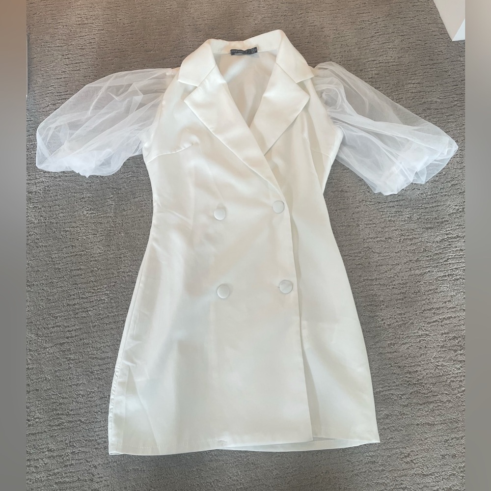 White Tuxedo Inspired Mini Dress